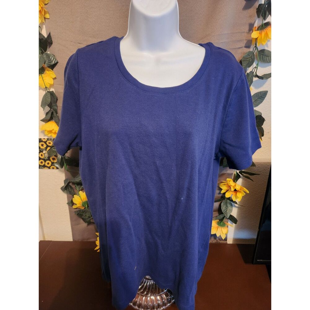 White Stag Women's Blue Short Sleeve Scoop Neck T-Shirt Size XXL Solid Basic